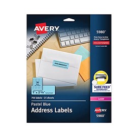 Avery Products - Avery - High-Visibility Laser Labels, 1 x 2-5/8, Pastel Blue, 750/Pack - Sold As 1 Pack - Capture attention with these high-visibility labels! - Ideal for priority messages, addressing, color-coding, and identification, warning labels an