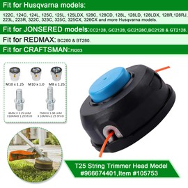 1Pack 966674401 T25 Trimmer Head Replacement for Husquvarna Weed Eater 122L 124L 125L 125C 125L 125LDX 128L 128LD 128R 128RJ 128R 128RJ 223L 223R 322C 323C 325C 325CX and Husqvarna’s 100-200 Series