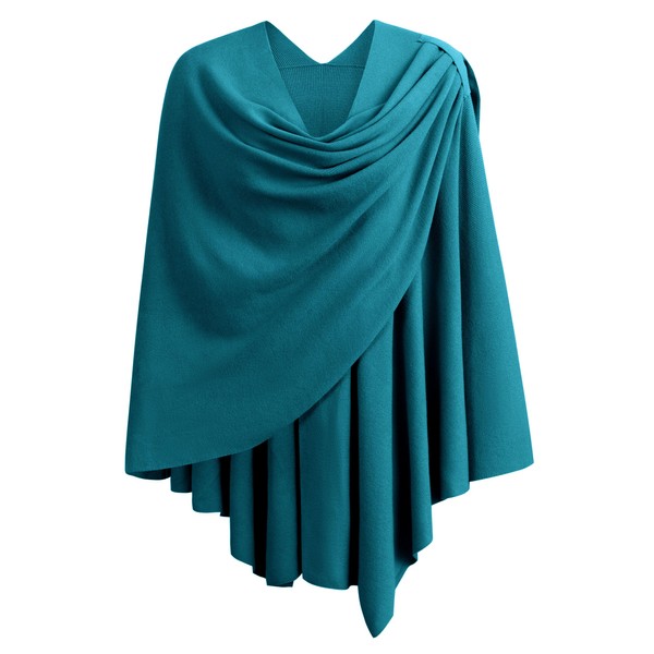 PULI Womens Large Cross Front Poncho Sweater Wrap Topper Knitted