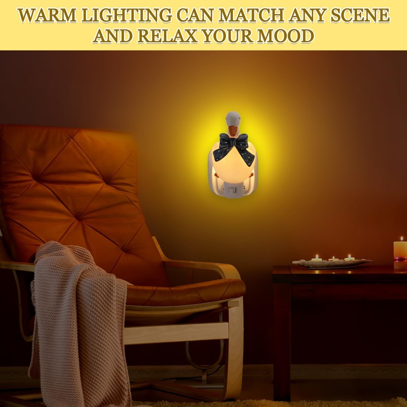 Kittmip Goose Bow Shaped Resin Night Light Plug in Dusk