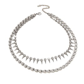 KONFEN Women's Layered Rhinestone Necklaces, Sparkling Rhinestone Pendant Choker Necklace, Vintage Butterfly/Rivet Pendant, Boho Jewellery Gifts for Lovers (3 Styles, Gold/Silver)