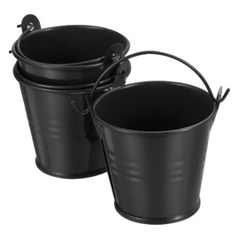 PATIKIL 2"x2" Small Metal Bucket, 3 Pack Mini Colorful Buckets Cute Candy Tiny Decorative Pails with Handles for Crafts Party Favors, Black