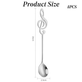 4 Pcs Stainless Steel Coffee Teaspoon - Musical Note Spoons for Dessert and Stirring
