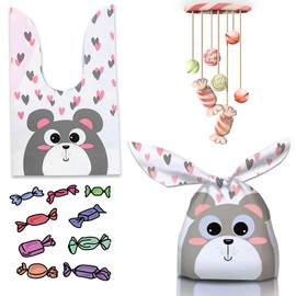 RORANIC 50 Pack Treat Bags for Kids,Goodie Bags for Kids,Cute Bear Printed Candy Bags for Boys Girls,Food Storage Bags Gift Wrapping Package for Baby Shower Bridal Shower Holiday Party