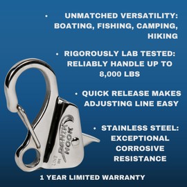 Danik Hook Stainless Steel Adjustable Anchor Hook – Knotless Marine Anchor System for Boats, RVs, and Outdoor Use – Quick Release, 8,000 lb Capacity (Anchor Line Not Included)