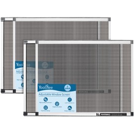 Yoochee Expandable Window Screen, 2 Pack Adjustable Window Screen(18" H x 25" - 49" W) - Large Replacement Window Screens with Frame, Durable Replacement Screen for Window