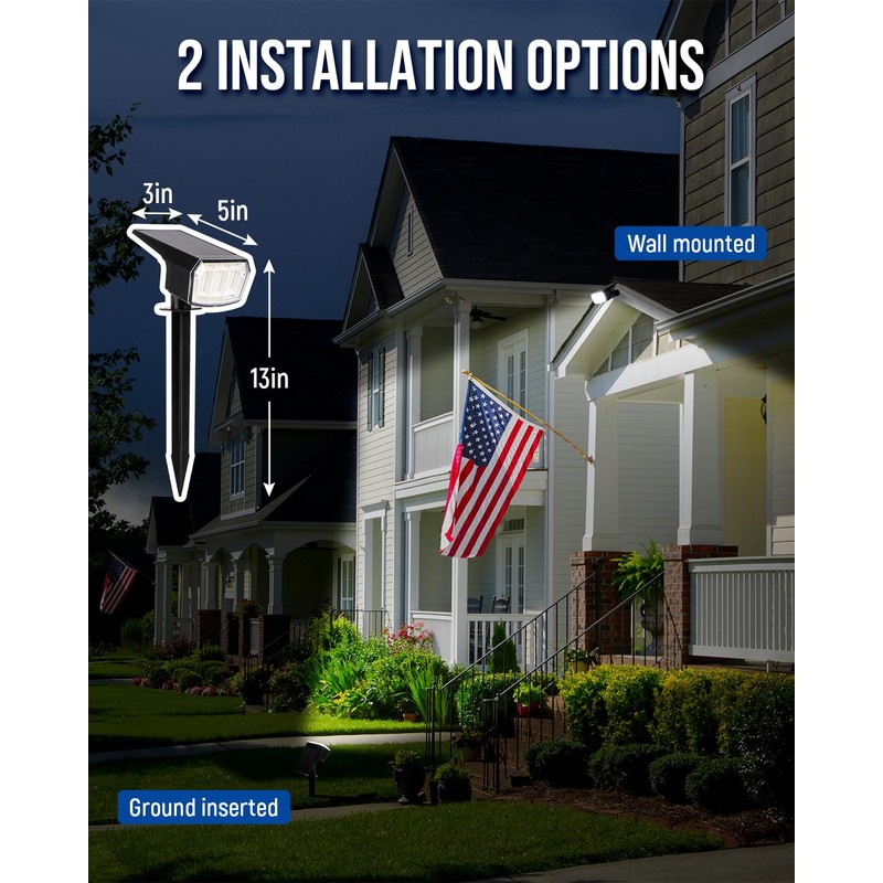 AUDERWIN Solar Spot Lights Outdoor Waterproof 2 Pack IP65, 63