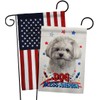 Breeze Decor Patriotic Cute Maltese Garden Flag Pack Dog Puppy