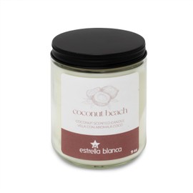 Estrella Blanca Coconut Beach – 9oz Tropical Scented Soy Wax in Clear Glass Jar, Long-Lasting Home Fragrance, Coastal Vibes, Beachy Decor Accent for Living Room or Bedroom