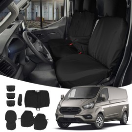 Soekodu Soekodu Sitzbezge kompatibel mit Ford Transit Custom 2013-2022 (3 Sitzer), 8er-Set Wasserdichter Vordersitzschutz Schwarze Passform Set fr Vorderfahrer und Beifahrer