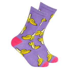 Metzuyan Ladies Womens Crew Mid Calf Socks Funky Funny Colorful Everyday Banana Size 4-8