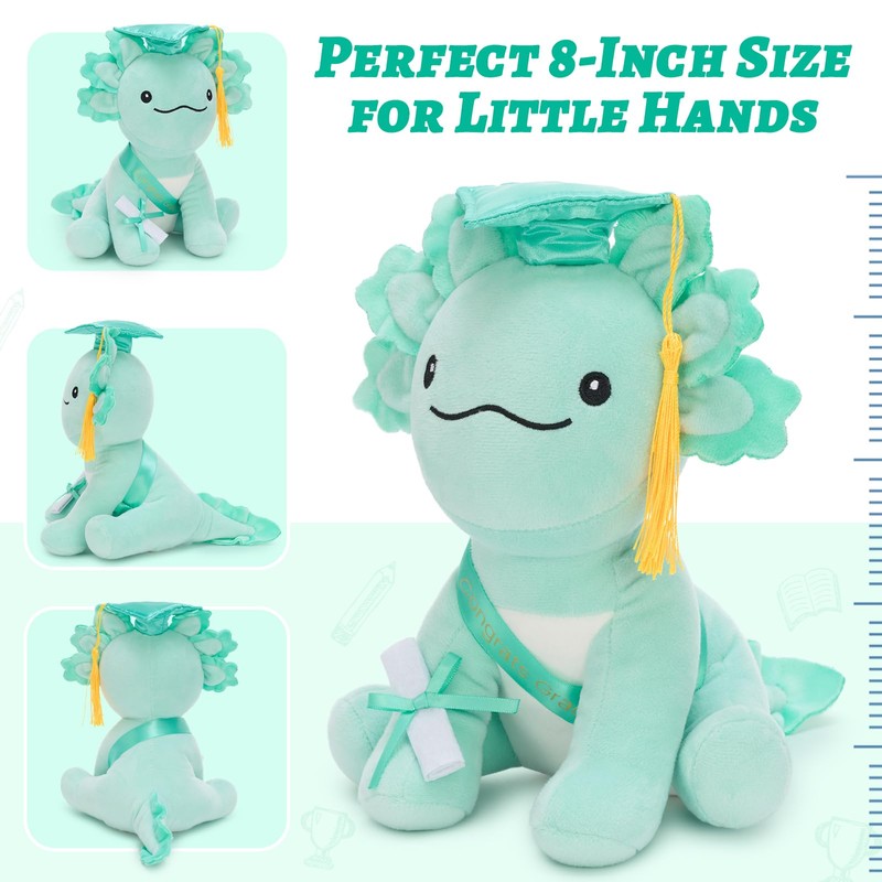 Tezituor 2026 Graduation Axolotl Plush Toy, 8" Cute Graduation Stuffed