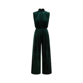 CIDER Jumpsuits For Women Velvet Turtle Neck Wide Leg Jumpsuit Ruched Dressy High Waist One Piece Outfit