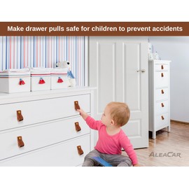 ALEACAR Leather Dresser Knobs, Drawer Pulls and Cabinet Handles - Soft Drawer Knobs for Kitchen, Wardrobe, and Door – Upgrade The Look of Furniture, Perfect Replacement for Metal Knobs (Brown 12 Pcs)