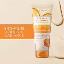 Skin 2.0 Vitamin C & Turmeric Face Scrub - Dermatologist Tested, Exfoliating, Brightening, Hydrating, Anti-Aging, Clean Beauty, Cruelty-Free Korean Skincare, All Skin Types - 6.76 Fl Oz / 200ML