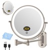 FUNTOUCH 3X/20X Wall Mounted Lighted Makeup Mirror,5000mAh Rechargeable Double Sided