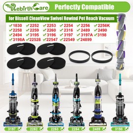 3197A Replacement Roller Brush for Bissell 2252 2253 2254 2489 Roller Brush&Filter&Belt for Bissell CleanView Swivel Rewind Pet Reach Vacuum Cleaner#1611230&1608225&1601972&1604947