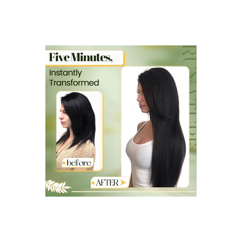 RUNATURE Extensiones de Cabello Humano con Clip 10 Pulgadas 80g