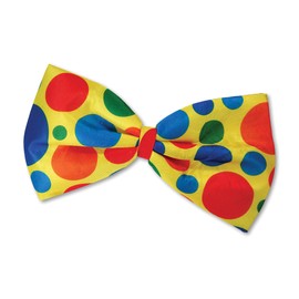 SHATCHI Clown Jumbo Bow Tie, Unisex-Adult, One Size Fancy Dress Accessories Circus , Yellow Polka Dots