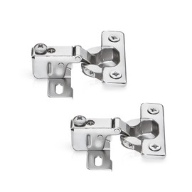 Gedotec Caravan Hinge from 12 mm Door Thickness Short Arm Hinge for Screwing | Furniture Hinge with Mounting Plate | Pot Hinge Corner Stop | Pot Hinge Nickel-Plated Steel | Pack of 2 - Cabinet Hinge