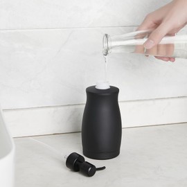 304 Stainless Steel Countertop Black Soap Dispenser Rust Resistant Leak-Proof Liquid Hand Sanitizer Pump with Hopper，for Kitchen Sink, Countertop, Bathroom (13.5oz/400ml)