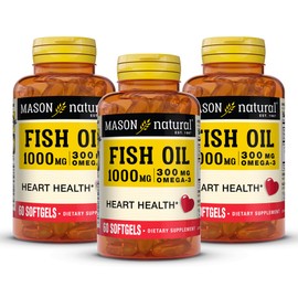MASON NATURAL Omega,3 Fish Oil, 180,Day Supply, 1000mg with EPA and DHA for Joint Support, 60 Softgel Pills (3 Pack)