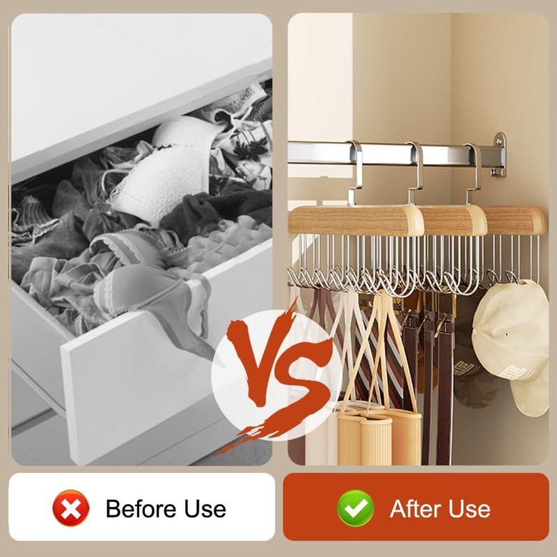 Rairsky Bra Hangers for Closet Organizer, 2 Pack Space Saving