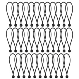 Hejo 35 PCS Black Bungee Cords with Balls, 8 Inch Durable Portable Bungee Balls, Polypropylene and Latex Braid Tarpaulin Bungee Cords for Tarpaulins, Pavilions, Tents, Camping