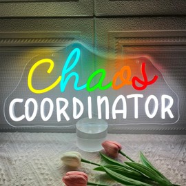 Chaos Coordinator Neon Sign, Dimmable Home Office Led Neon Signs for Wall Decor, Funny Desk Neon Light Up Sign for Boss Manager Leader Friends Coworker Employee Birthday Presents