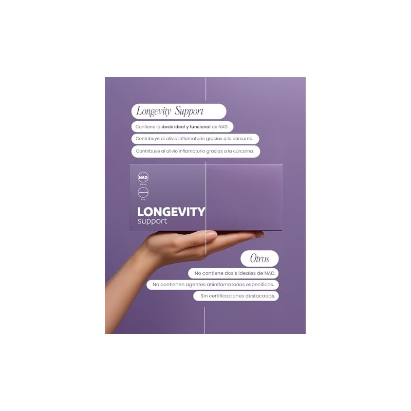 nutriADN Longevity Support | Suplemento Alimenticio con NAD+, Astaxantina, Cúrcuma