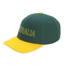 Australia Supporter Cap, Richardson 514 Surge Adjustable Baseball Cap, 6-Panel, Precurved Bill, Adjustable Hook-and-Loop Closure, Surge Fabric, Grey Underbill, Dark Green-Yellow