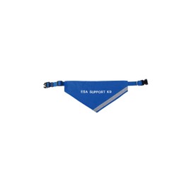 ESA Bandana with Reflective Strip for Dogs Safety at Night. Has Built in Matching Collar to Keep ESA Dog tag Secure | Metal Ring to Attach Leash | Four Colors (XS to Large) (Neck 14-20", Blue)