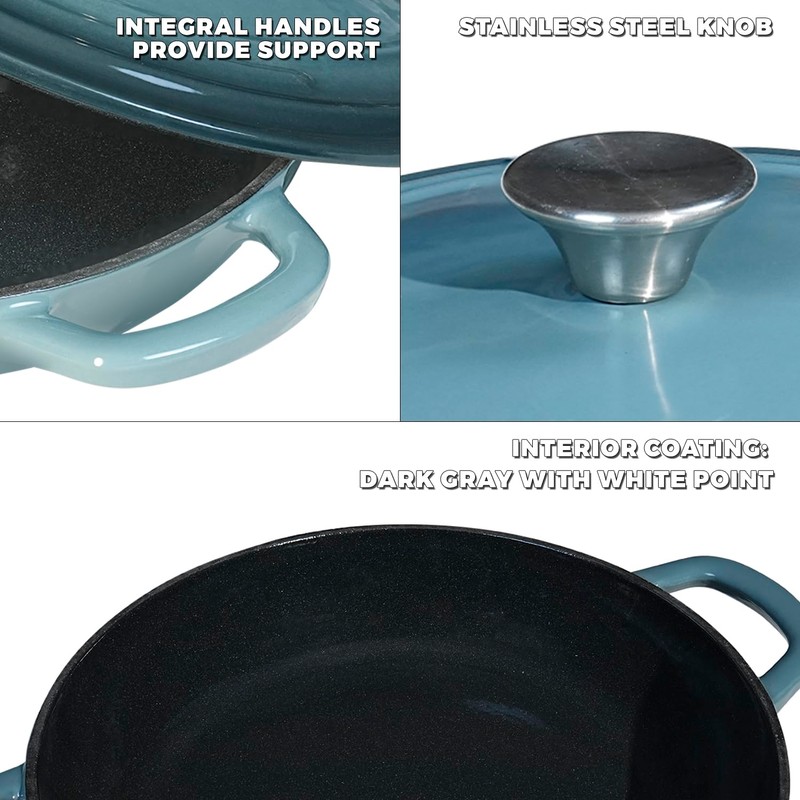 Flavehc Braiser Enameled Cast Iron Braiser 2.25 qt Braiser Pan