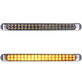 Partsam 2Pcs 17 Inch Amber Led Truck Trailer Light Bar 40 LED Clear Lens Dual Row, 17" Sealed LED Waterproof Submersible Turn Signal Tail Clearance Marker Identification Truck Trailer Light Bar