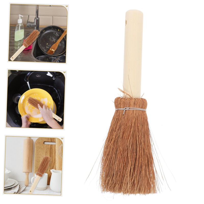 VILLFUL Coconut Bristle Dish Brush Soft Palm Scrubber for Cast