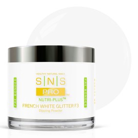 SNS Nail Dip Powder, French White Glitter F3 (Natural/Nudes, White, Glitter) - Long-Lasting Acrylic Nail Color & Polish Lasts up to 14 days - Low-Odor & No UV Lamp Needed - 4 Oz