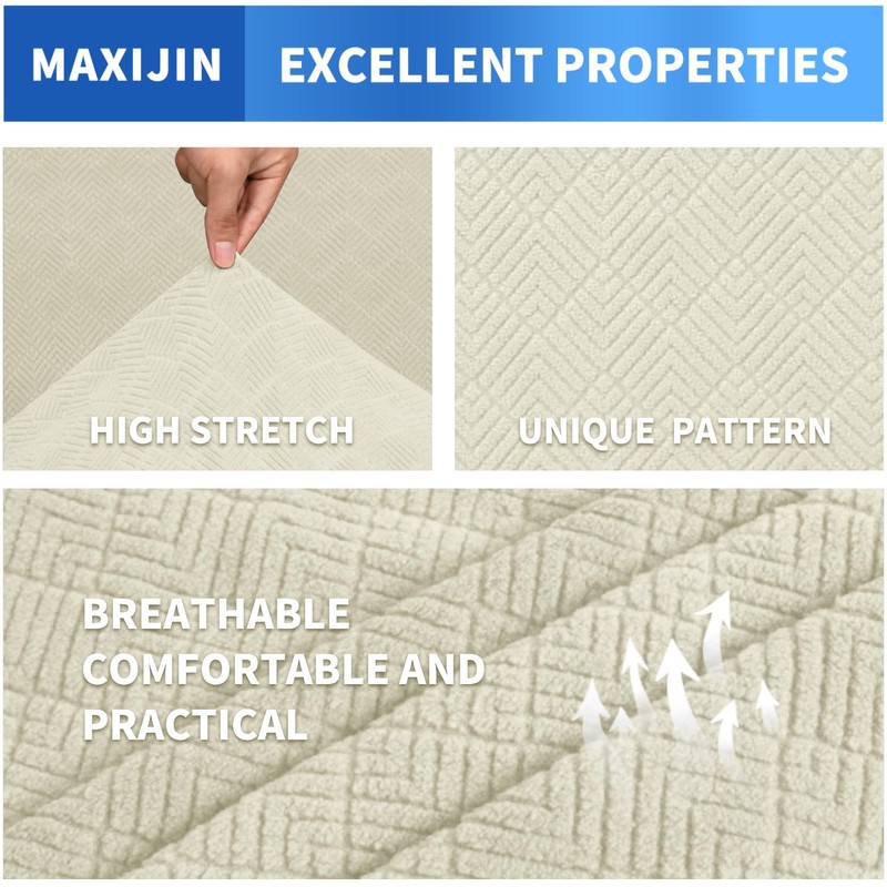 MAXIJIN 3 Piece Couch Covers for 2 Cushion Couch Sofa