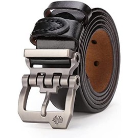 BISON DENIM Men's Belts Leather Dress Genuine Leather Classic Heavy Duty Buckle Belt Casual for Jeans…