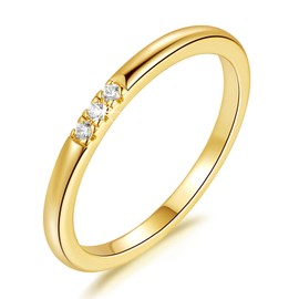 BYBAIZ Gold Rings for Women Non Tarnish 14K Gold Ring Cubic Zirconia Rings Stacking Dainty Ring for Women & Everyday Wear 9