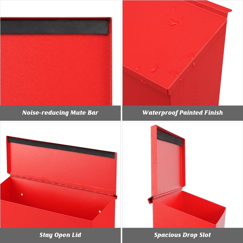 KYODOLED Wall-Mount Mailbox, Large Capacity Mail Box, Galvanized Steel Rust-Proof