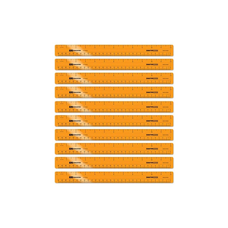 EAI Education 12" ShatterProof Ruler 1/8" Scale: Orange - Set