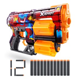XSHOT Skins Dread Blaster - Poppy Playtime (Toony) by ZURU with 12 Darts, Rotating Double Barrel, Air Pocket Dart Technology, Toy Foam Blaster for Kids, Teens and Adults