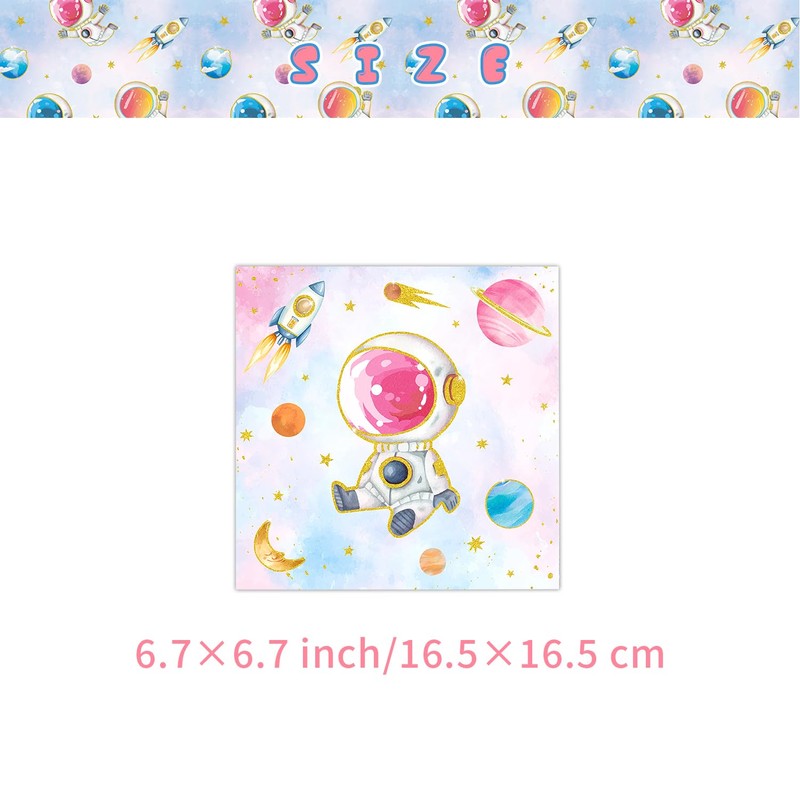 Space Astronaut Party Supply Pack, Pink and Blue, Plates, Tablecloth,