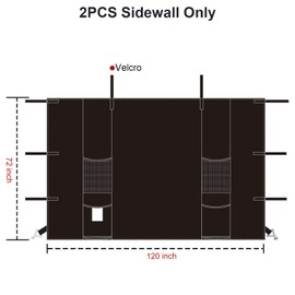 KAMPKEEPER Instant 10X10 Canopy Sidewalls with 4 Pockets for Pop Up Canopy Frame, 2Pack Sunwalls fit 10' Outdoor Canopies with Straight Leg （2PCS Sidewalls ONLY!(Black)