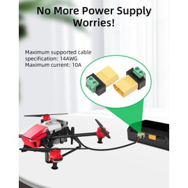 YANBORONSN XT60 Connectors Screw Terminal Adapter,XT60 Male to 2PIN Solderless Terminal Adapter for Solar Panels,Drone, Model Aircraft, Balance Charger(2 Pack)