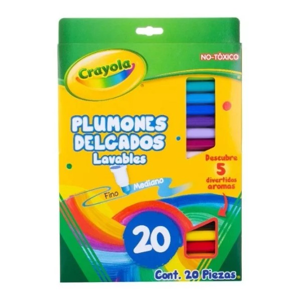 Crayola Plumones Crayola Delgados 20 Piezas Lavables Con Aromas
