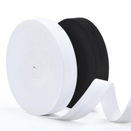 VynyQoo 20mm Elastic for Sewing, 2 Rolls 12m Long Thick Elastic Bands, White Elastic and Black Elastic for Crafts, Sewing, DIY Projects and Clothing