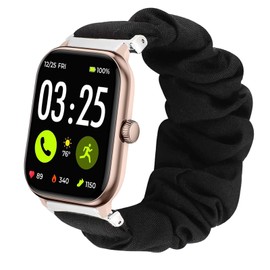 LYSANDRA Compatible with Spade Co Health Smartwatch 4 bands, 22mm Quick Release Scrunchie Strap Stretchy Cute Elastic Replacement Fabric Band Women (Black, for 22mm watch band)