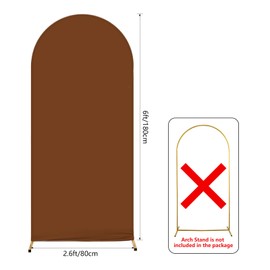 AIBIIN 2.6x6ft Coffee Brown Arch Shape Backdrop Round Top Backdrop Arch Frame Cover 2-Sided Fit Backdrop Stand for Wedding Ceremony Birthday Party Baby Shower Banquet Decoration