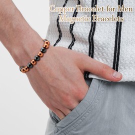 DAYANEY Copper Bracelet for Men Bracelet 99.99% Pure Copper Bracelet with 3500 Gauss Bead as Him Arthritis Bracelet Rakhi for Brother Health Jewelry Birthday Gift for Him (10MM)